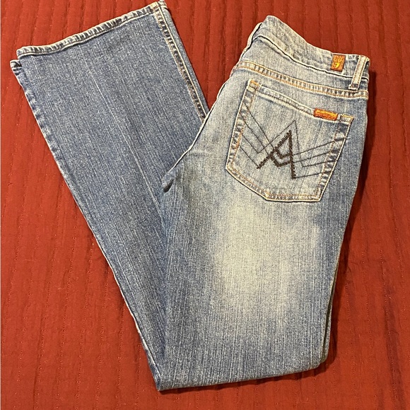 7 For All Mankind Denim - 7 For All Mankind Women’s Distressed Blue Boot Cut Jeans Size 30